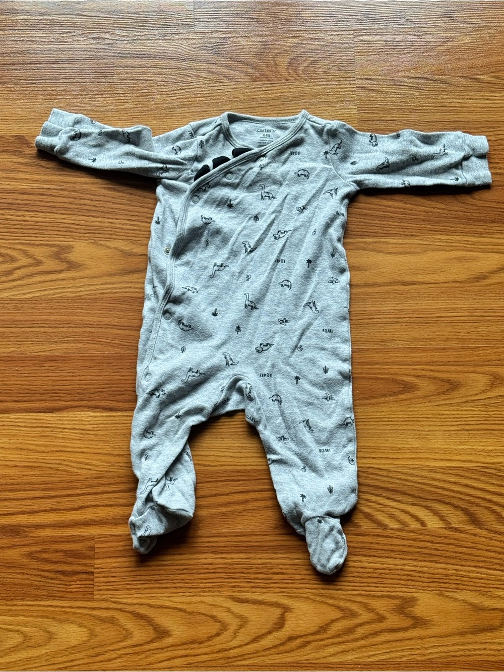 Carter's Light Gray Footed Baby One-Piece with Tiny Animal Print